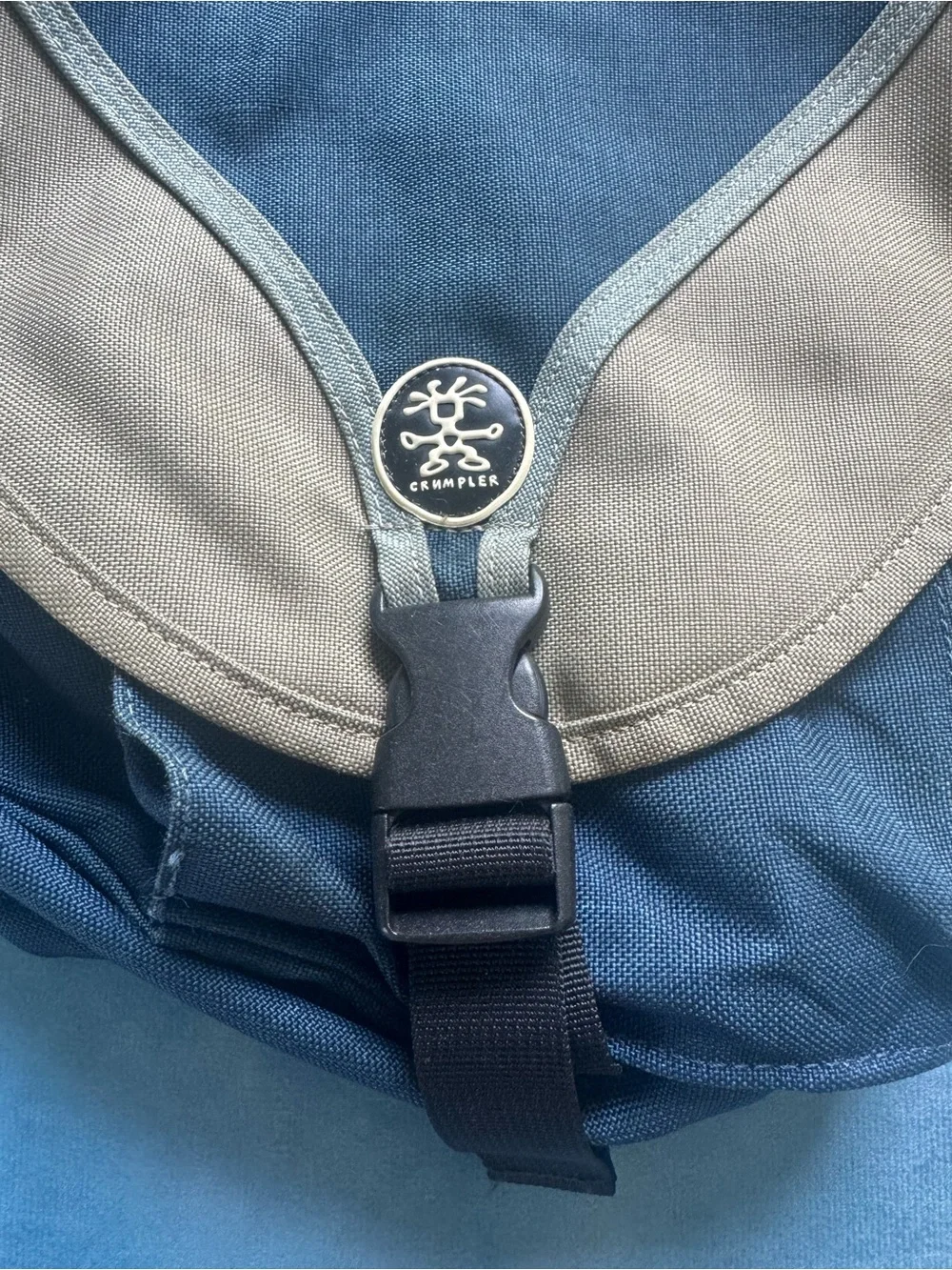 Crumpled Blunderbus Navy and Gray Men's Messenger Crossbody Bag
